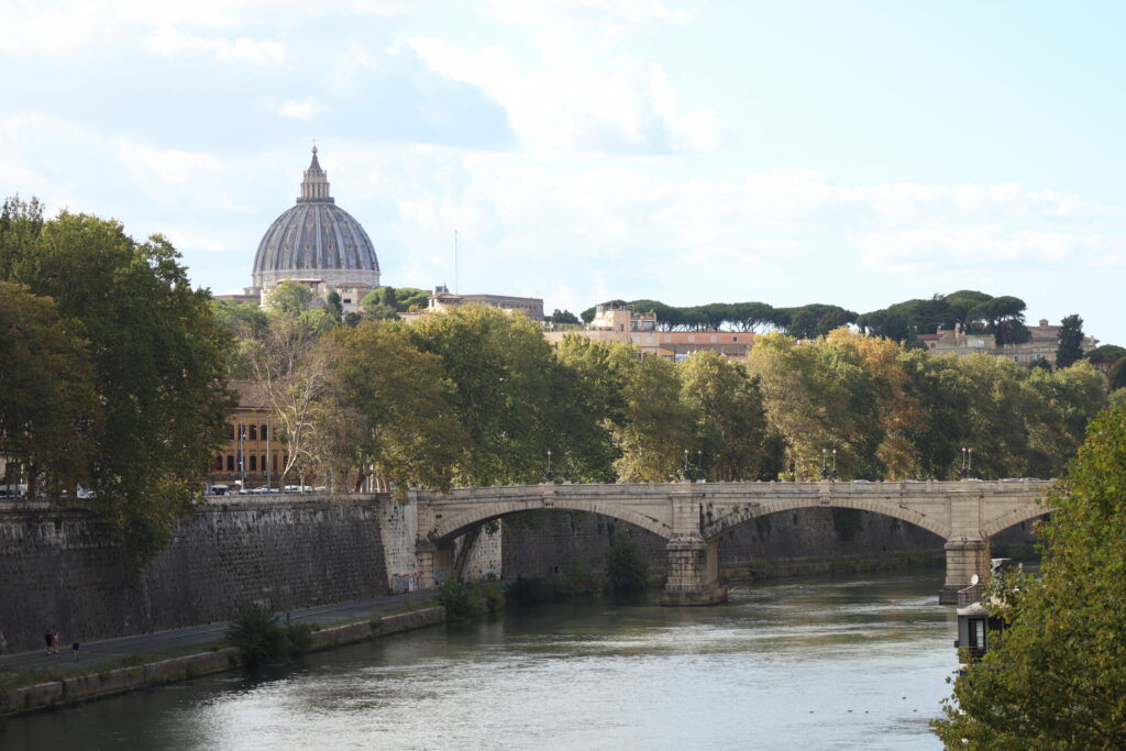 Zicht op de sint pieters basiliek in Rome